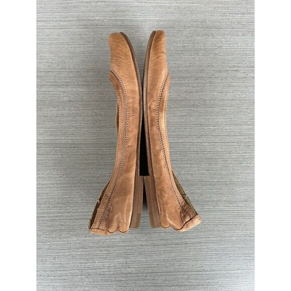 FRYE Carson Ballet Flats Brown Cognac Leather Distressed Slip ons 7 - Picture 6 of 8